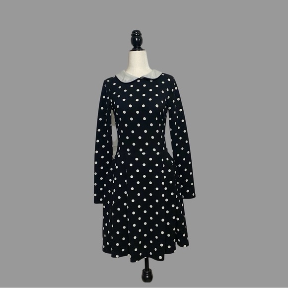 Smak Parlour Dresses & Skirts - 💜XS💜 Retro Dress Wednesday Addams Polka Dot Peter Pan Collar Flare Long Sleeve